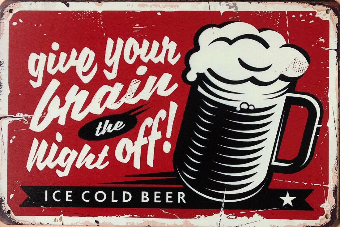 Beer Garage Rustic Look Vintage Metal Tin Signs Man Cave, Shed and Bar Sign - Tin Sign Factory Australia