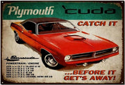 PLYMOUTH BARRACUDA POWERTRAIN Retro/ Vintage Tin Metal Sign Man Cave, Wall Home Decor, Shed-Garage, and Bar