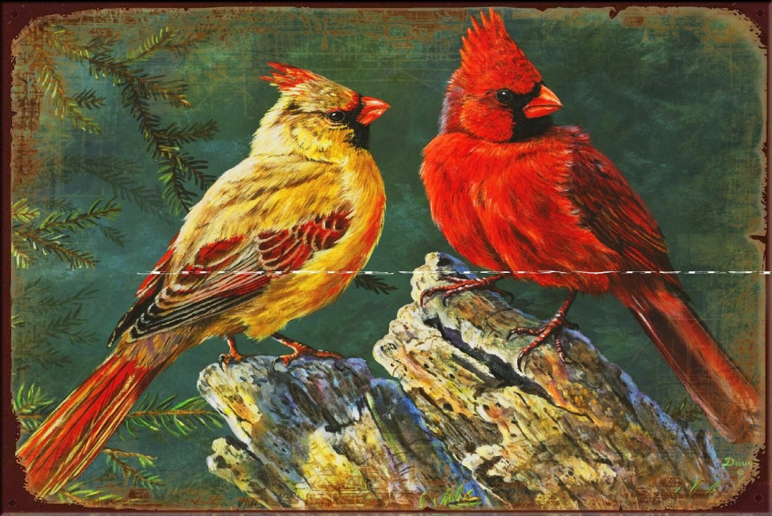 CARDINAL BIRDS Vintage Retro Rustic Garage Wall Man Cave Metal Sign