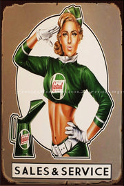 CASTROL SEXY PIN-UP Vintage Retro Rustic Shed Garage Man Cave Metal Sign