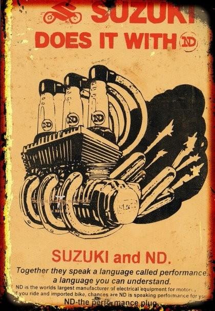 SUZUKI DOES WITH IT Rustic Look Vintage Tin Metal Sign Man Cave, Shed-Garage and Bar