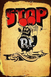 STOP RAT FINK Rustic Look Vintage Tin Metal Sign Man Cave, Shed-Garage and Bar