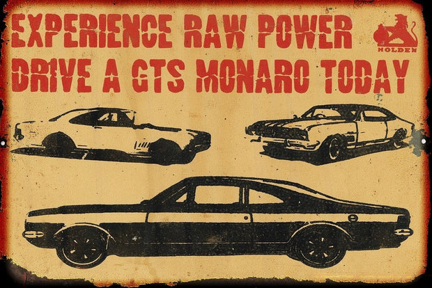 Raw Power Monaro metal sign 20 x 30 cm free postage - TinSignFactoryAustralia