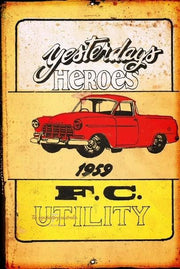 F.C. UTILITY 1959 Rustic Look Vintage Tin Metal Sign Man Cave, Shed-Garage and Bar