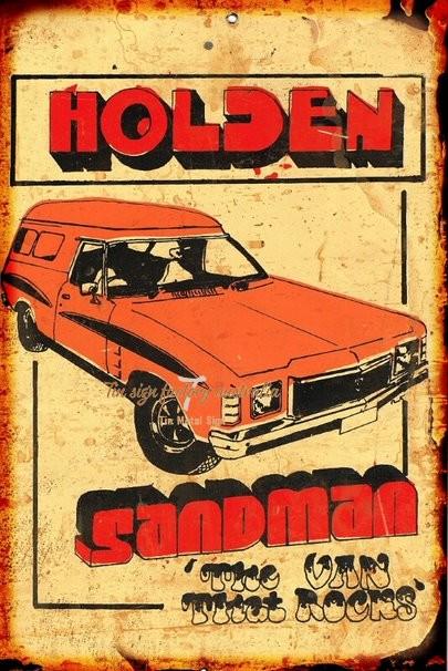 HOLDEN SANDMAN Rustic Look Vintage Tin Metal Sign Man Cave, Shed-Garage and Bar - Tin Sign Factory Australia