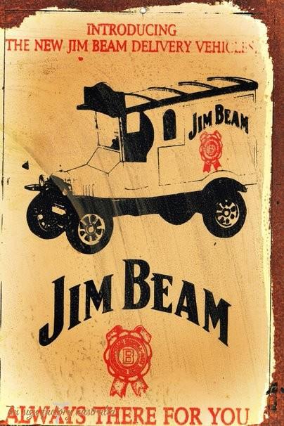 JIM BEAM FOR YOU Rustic Look Vintage Tin Metal Sign Man Cave, Shed-Garage and Bar