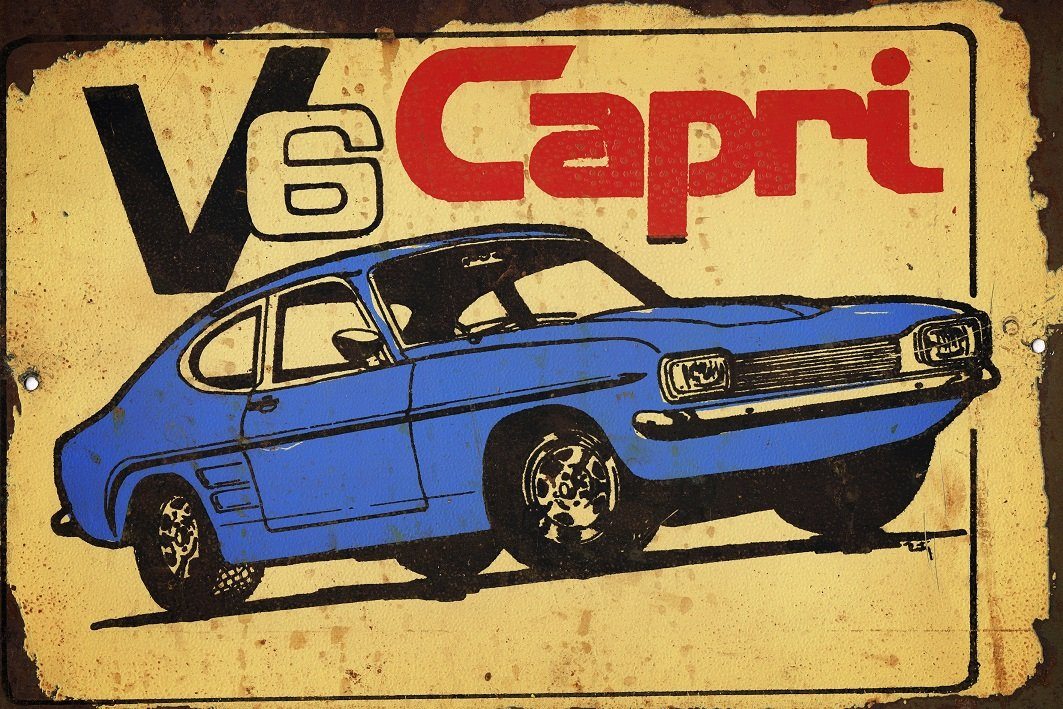 V6 Capri metal sign 20 x 30 cm free postage - TinSignFactoryAustralia