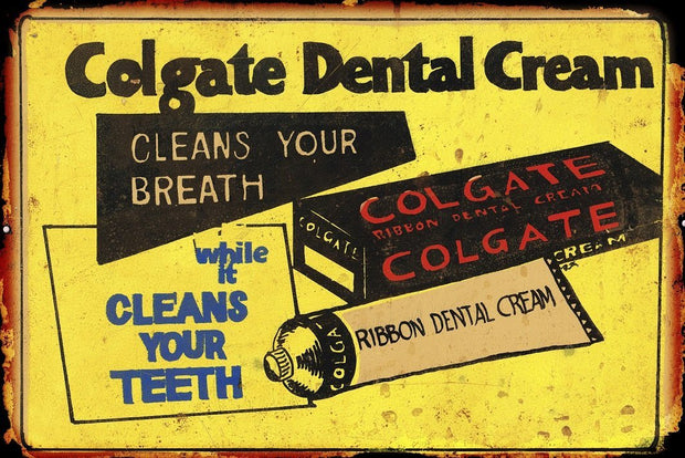Colgate Dental Cream  metal sign 20 x 30 cm free postage - TinSignFactoryAustralia