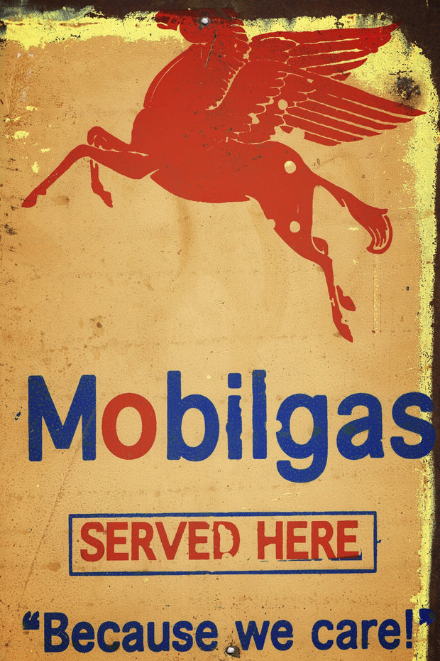 Mobilgas served here metal sign 20 x 30 cm free postage - TinSignFactoryAustralia