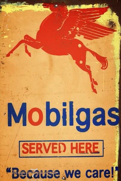 WE CARE- MOBIL GAS Rustic Look Vintage Tin Metal Sign Man Cave, Shed-Garage and Bar - Tin Sign Factory Australia