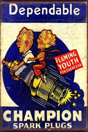 CHAMPION SPARK PLUGS DEPENDABLE Tin Metal Sign