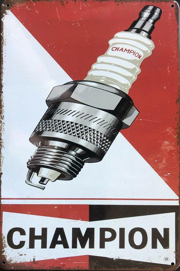 CHAMPION Garage Rustic Vintage Metal Tin Signs Man Cave, Shed and Bar Sign