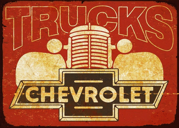 VINTAGE CHEVY TRUCK Retro Rustic Look Garage Room Wall Décor Tin Metal Sign Man