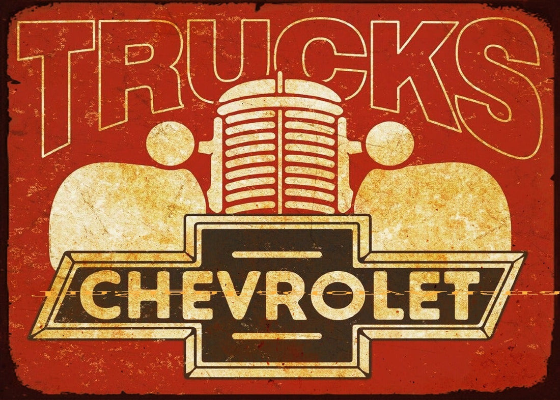 VINTAGE CHEVY TRUCK Retro Rustic Look Garage Room Wall Décor Tin Metal Sign Man