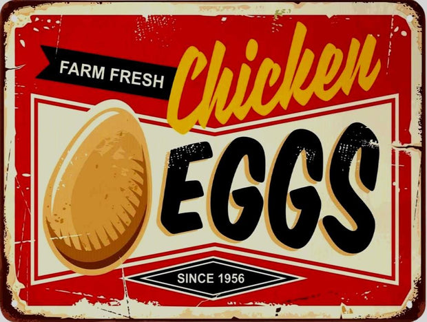 FRESH CHICKEN EGGS Retro/ Vintage Tin Metal Sign Man Cave, Wall Home Decor, Shed-Garage, and Bar