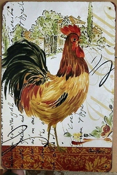 CHICKENS ROOSTER Garage Rustic Look Vintage Tin Signs Man Cave, Shed and Bar SIGN