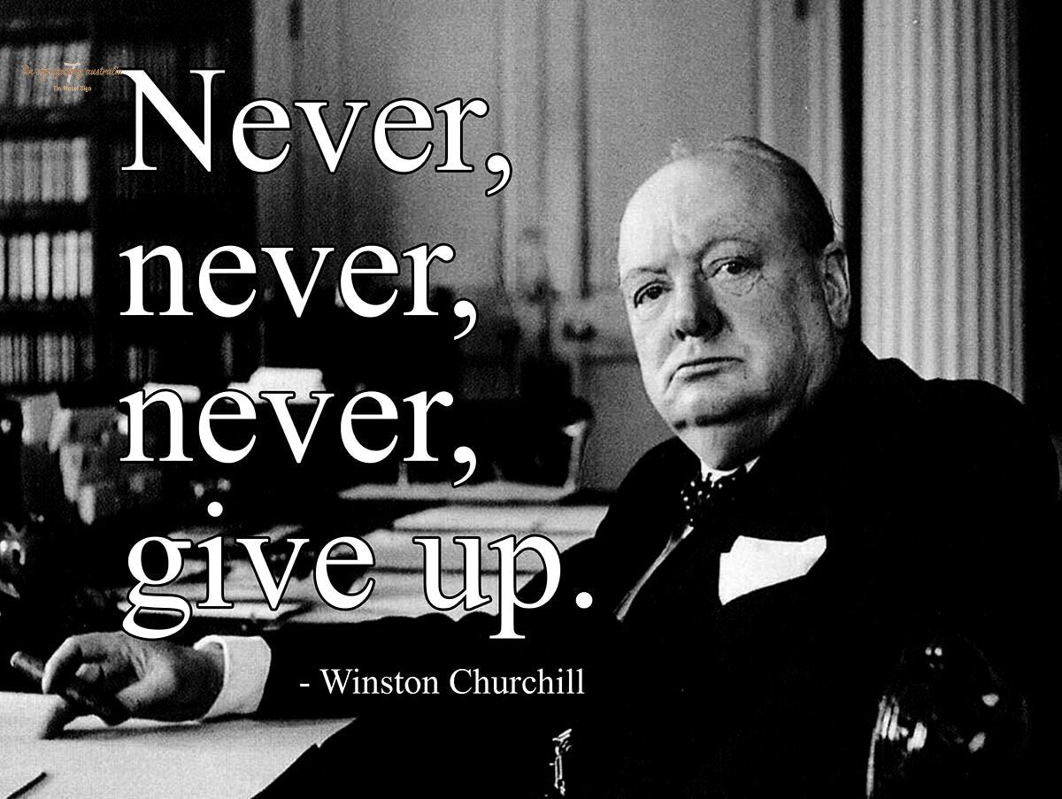 NEVER GIVE UP Retro/Vintage Metal Plaque Sign Style Man Cave Garage - Tin Sign Factory Australia