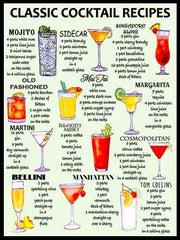 CLASSIC COCKTAIL RECIPES Retro/Vintage Metal Plaque Sign Style Man Cave Garage
