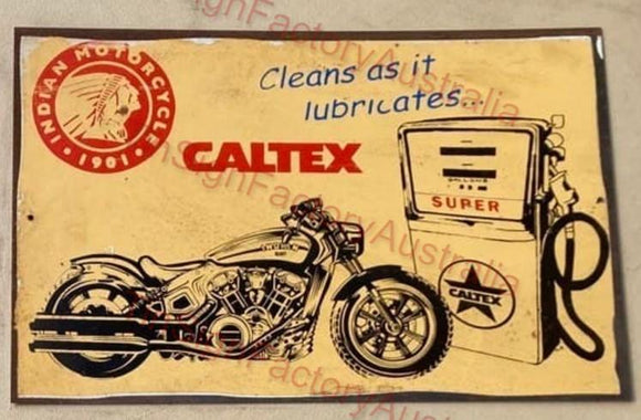 CLEANS AS IT LUBRICATES- CALTEX 20x30 CM Sign | Screen Printed By AUSTRALIAN COMPANY