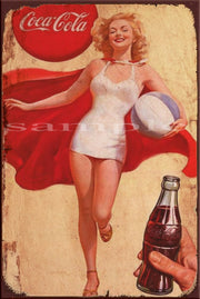 COCA-COLA PINUP Retro/ Vintage Wall Art Home Décor, Shed-Garage and Bar Tin Metal Sign