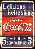 DELICIOUS REFRESHING DRINK Rustic Look Vintage Tin Metal Sign Man Cave, Shed-Garage & Bar
