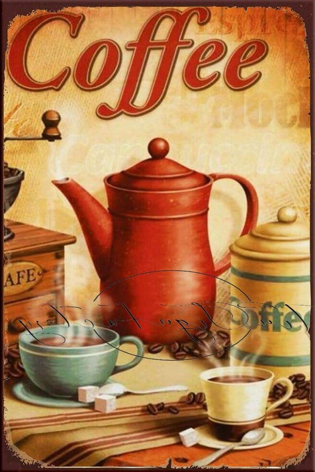 COFFEE JARS Retro/ Vintage Tin Metal Sign Man Cave, Kitchen Décor, Shed-Garage, and Bar