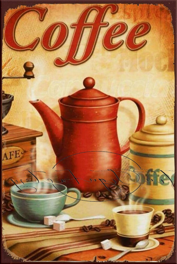 COFFEE JARS Retro/ Vintage Tin Metal Sign Man Cave, Kitchen Décor, Shed-Garage, and Bar
