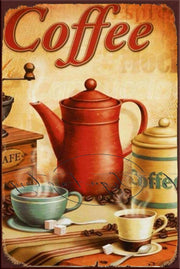 COFFEE JARS Retro/ Vintage Tin Metal Sign Man Cave, Kitchen Décor, Shed-Garage, and Bar