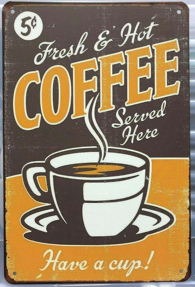 COFFEE Rustic Look Vintage Tin Metal Sign Man Cave, Shed-Garage and Bar CAFE