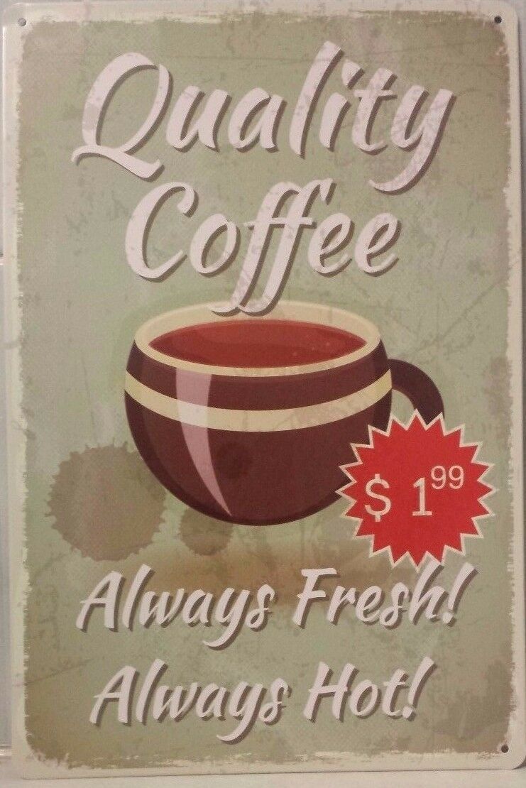 COFFEE Rustic Look Vintage Tin Signs Man Cave, Shed and Bar Sign - Tin Sign Factory Australia
