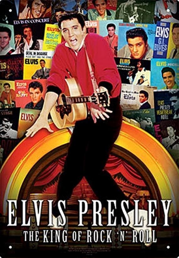 ELVIS PRESLEY RECORD ALBUM COLLAGE Retro Decor Tin Metal Signs - Tin Sign Factory Australia