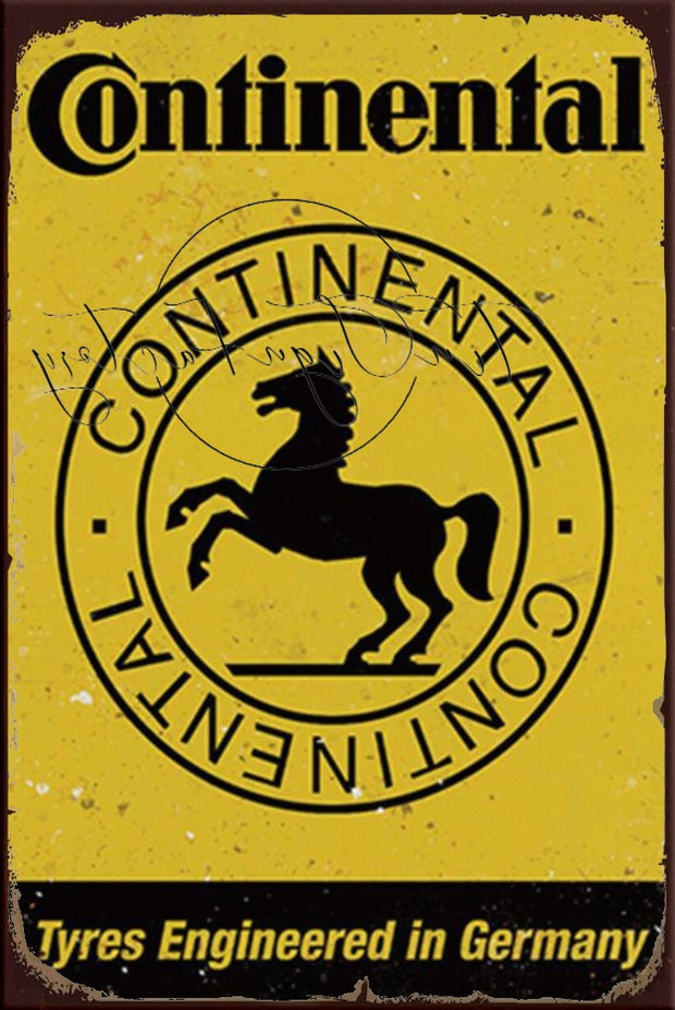 CONTINENTAL TYRES Retro/ Vintage Tin Metal Sign, Wall Art Home Décor, Shed-Garage, and Bar