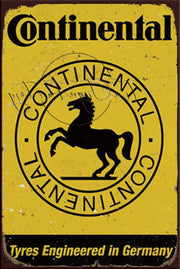 CONTINENTAL TYRES Retro/ Vintage Tin Metal Sign, Wall Art Home Décor, Shed-Garage, and Bar