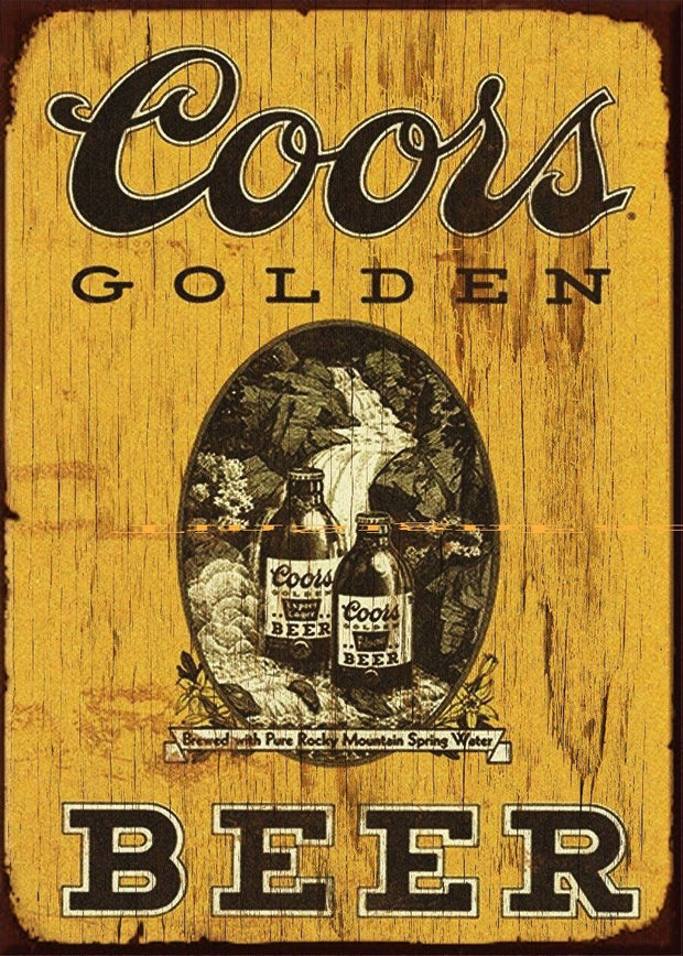 COORS GOLDEN BEER Retro Rustic Look Vintage Tin Metal Sign Man Cave, Shed-Garage, and Bar