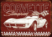 CORVETTE STINGRAY Retro Rustic Look Vintage Tin Metal Sign Man Cave, Shed-Garage, and Bar