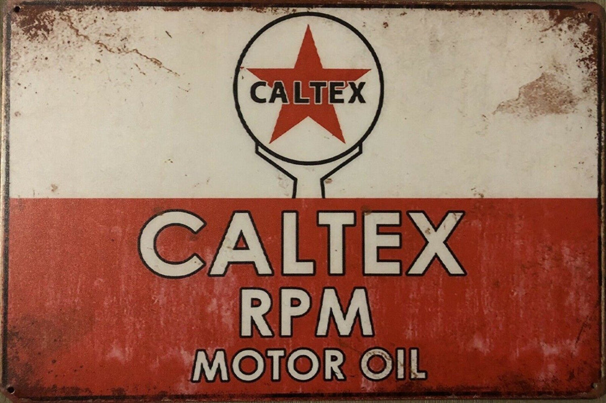 Caltex Motor Oil Garage Rustic Vintage Metal Tin Signs Man Cave Shed and Bar Sign - Tin Sign Factory Australia