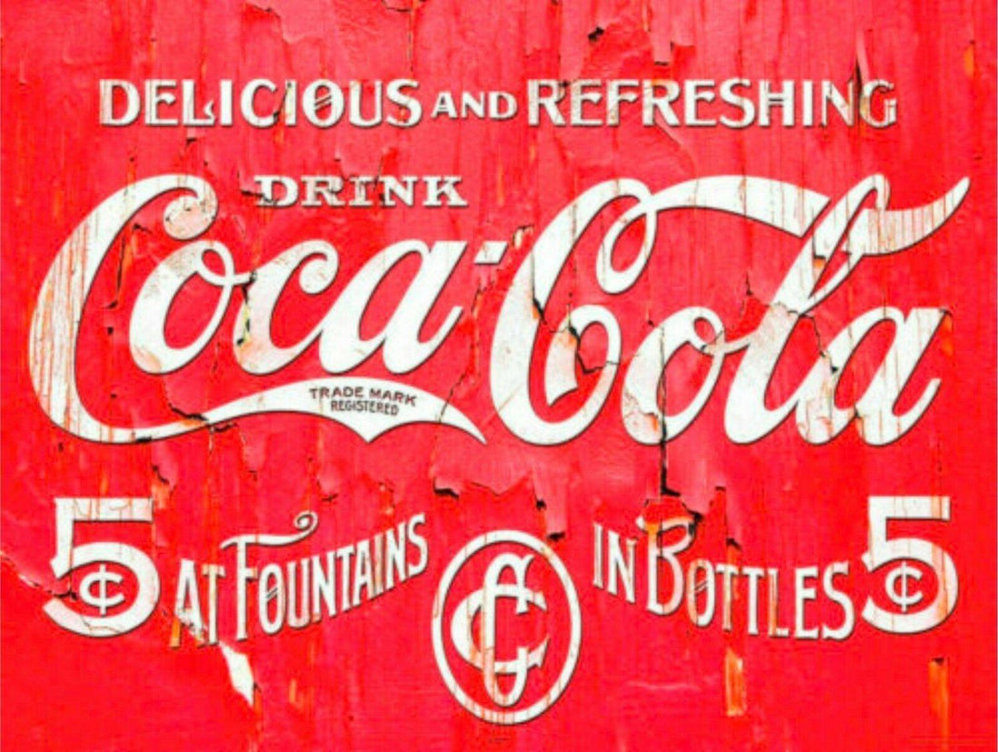 Coca Cola, 5 Cents tin metal sign MAN CAVE brand new - Tin Sign Factory Australia