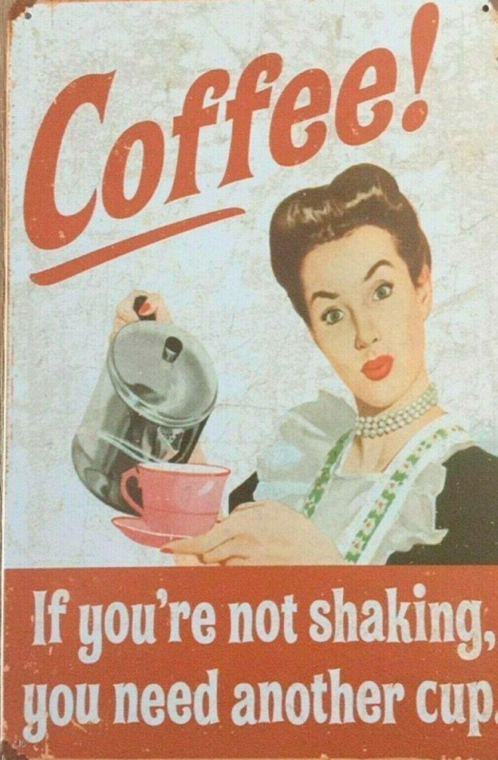 Coffee Girl tin metal sign MAN CAVE brand new - Tin Sign Factory Australia