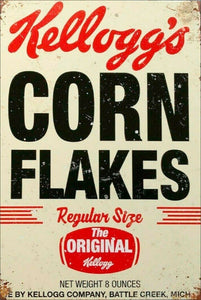 Corn Flakes Kelloggs regular size new tin metal sign MAN CAVE