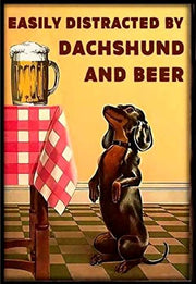 DACHSHUND AND BEER Retro/ Vintage Tin Metal Sign Man Cave, Wall Home Decor, Shed-Garage, and Bar