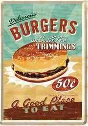 GOOD PLACE TO EAT BURGERS Rustic Look Vintage Tin Metal Sign Man Cave, Shed-Garage, and Bar