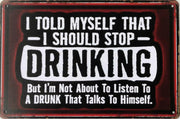 DRINKING WARNING Garage Rustic Look Vintage Metal Tin Signs Man Cave,Shed and Bar