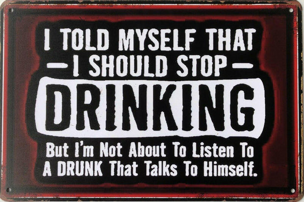 DRINKING WARNING Garage Rustic Look Vintage Metal Tin Signs Man Cave,Shed and Bar