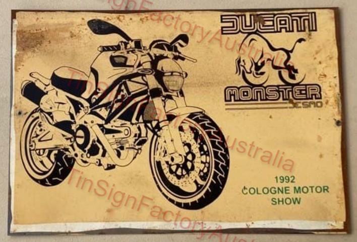 DUCATI 1992 COLOGNE MOTOR SHOW 20x30 CM Sign | Screen Printed By AUSTRALIAN COMPANY - Tin Sign Factory Australia