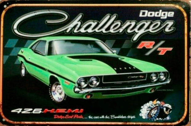 Dodge Challenger tin metal sign MAN CAVE brand new