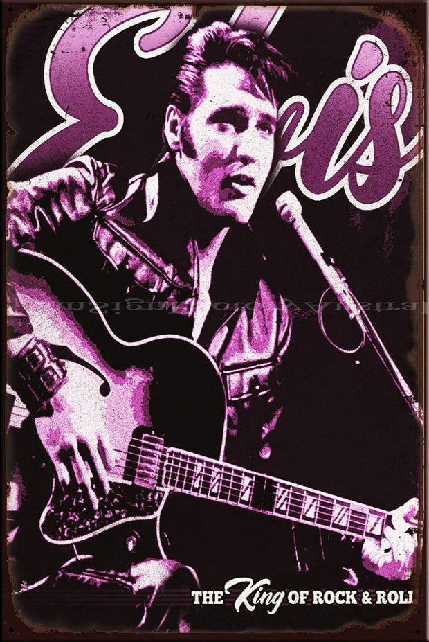 ELVIS PRESLEY-PURPLE Vintage Retro Rustic Plaques Man Cave Garage Metal Sign 