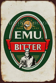 EMU BITTER SINCE 1923 Vintage Retro Rustic Garage Man Cave Metal Sign