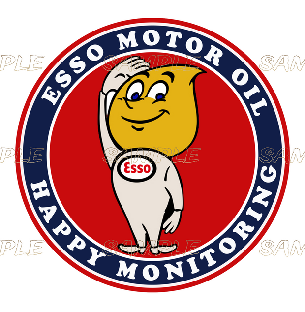 ESSO MOTOR DROP Retro/ Vintage Round Metal Sign Man Cave, Wall Home Décor, Shed-Garage, and Bar