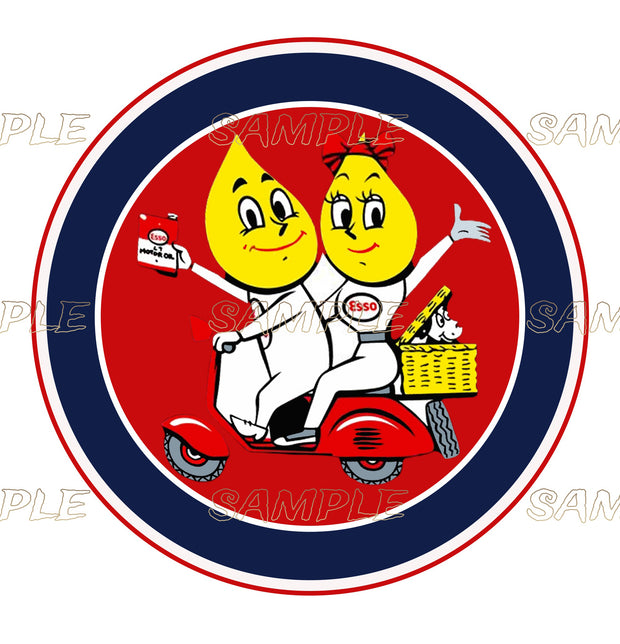 ESSO MOTOR Retro/ Vintage Round Metal Sign Man Cave, Wall Home Décor, Shed-Garage, and Bar