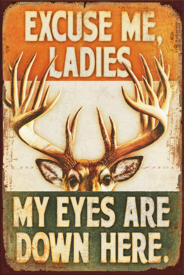 MY EYES DOWN HERE Vintage Retro Rustic Garage Plaques Man Cave Metal Sign